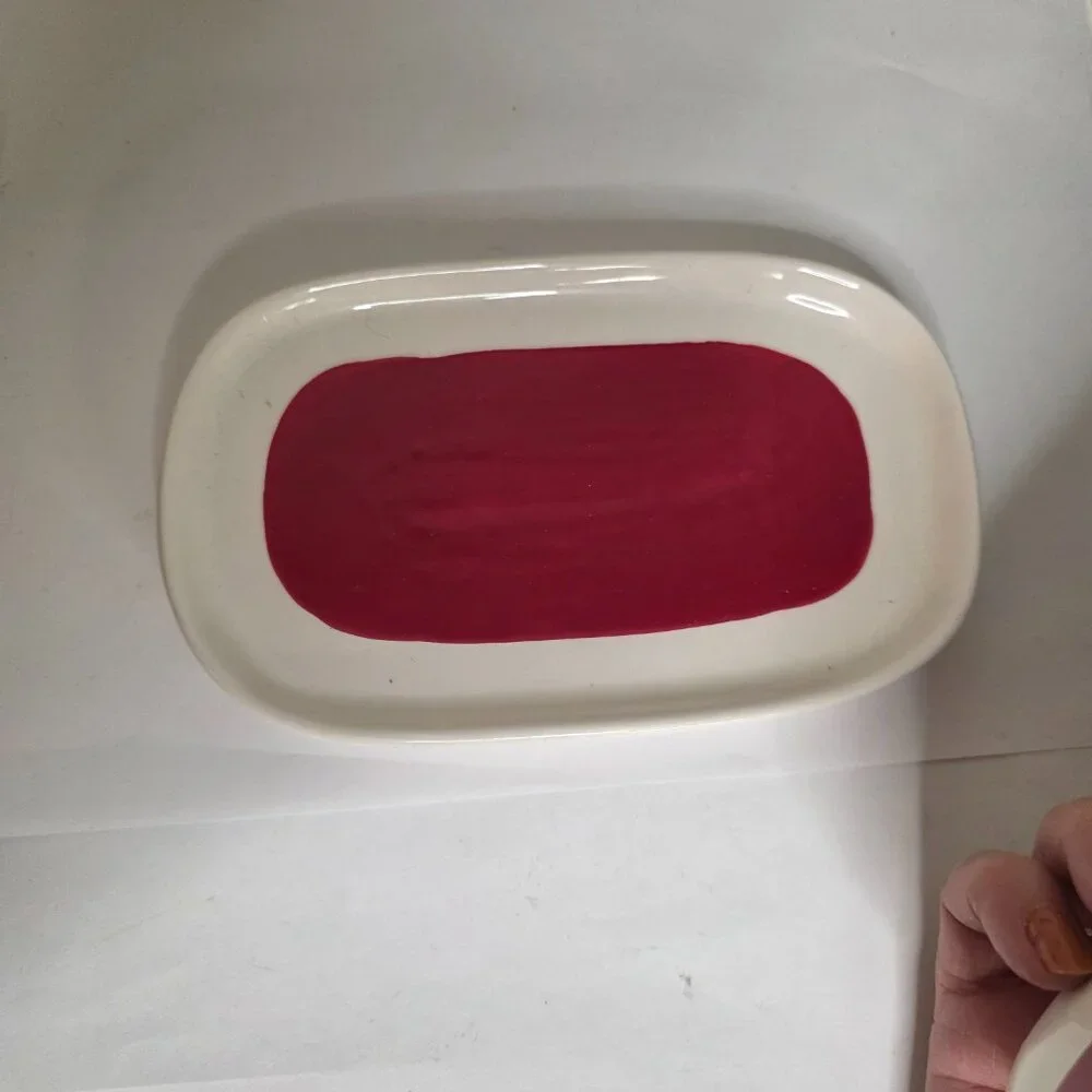 Rae Dunn Artisan Collection Red Plaid Spread Butter Dish